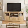 TROPOW 63" Farmhouse TV Stand for TVs Up to 72", Wave Pattern Entertainment Center with 2 Glass Door Cabinets & 2 Open Shelves, Sturdy Wood - 4 of 4