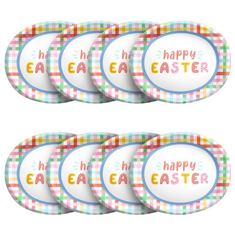 10ct Oval Platter Happy Easter Rainbow Gingham - Spritz&#8482;, 2 of 5