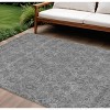 Gray Silver And Charcoal Floral Washable Indoor Outdoor Area Rug - 2 of 4