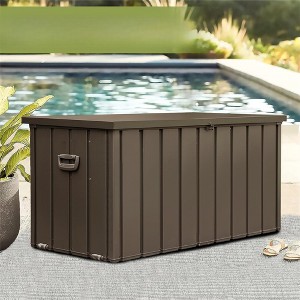 VisioGear 200GAL Outdoor Storage Deck Box with 4 Wheels, Large Patio Storage Bin for Outside Cushions, Brown, 54.3"*29.2"*33.1" - 1 of 4