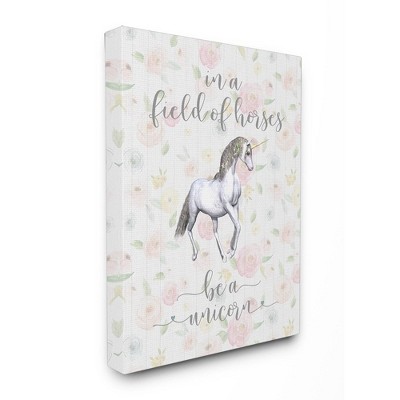 24"x1.5"x30" Be A Unicorn Floral Cursive Typography Oversized Stretched Canvas Wall Art - Stupell Industries