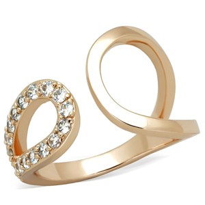 Slickblue Women's Rose Gold Stainless Steel Cuff Ring with CZ Stones – Open Design, Lightweight, size 5–10 - 1 of 4