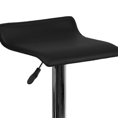 Sleek Black Vinyl and Chrome Adjustable Swivel Barstool