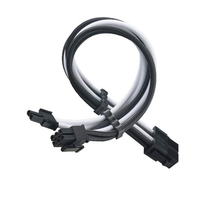 SilverStone Technology  SST-PP07E-PCIBW 6+2pin black-white sleeve extension cable 18AWG black cable comb x 4