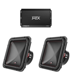 MTX TERMINATOR 1000-Watt RMS 1Ω Mono Block Class D Amplifier and Two MTX Audio S6512-44 S65-Series Square 12" 500W RMS Dual 4-Ohm Subwoofer - 1 of 4
