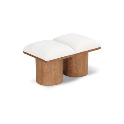 Meridian Furniture,Pavilion Cream Boucle Fabric Bench