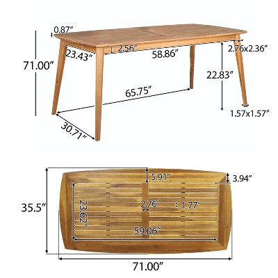 Acacia Wood 6-Seater Outdoor Dining Set with Cream Cushions