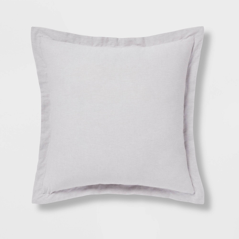 Euro Cotton Linen Blend Chambray Decorative Throw Pillow Light Gray - Threshold™: Indoor Square Cushion, Zipper Closure, OEKO-TEX Certified