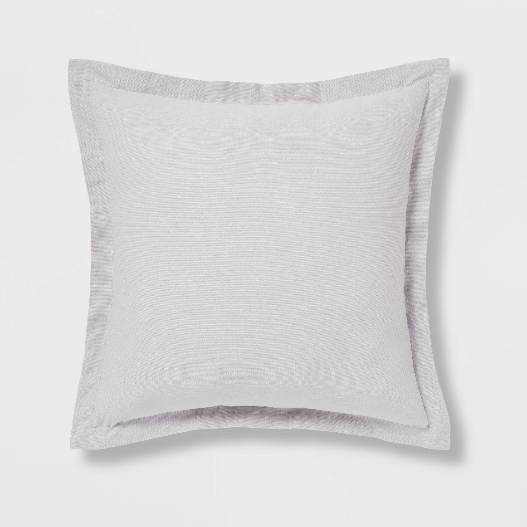 Euro Cotton Linen Blend Chambray Decorative Throw Pillow Light Gray - Threshold™