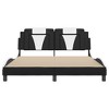 vidaXL - Queen Faux Leather Bed Frame with Headboard Black/White - Plywood Slats - Waved Side Design - 85.8"x61.8"x29.3" - 3 of 4
