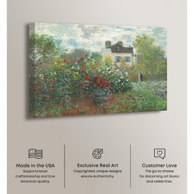 Monet Garden with Dahlias Landscape Canvas Wall Art, 36" x 24"