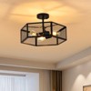 PAKOKULA Industrial 3-Light Black Classic Hexagonal Cage Semi-Flush Mount Ceiling Light - 3 of 4