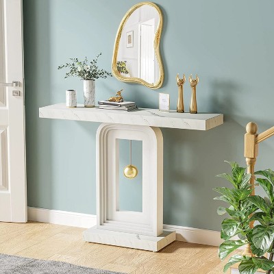 Hommoo 39.4" Console Table, Modern Sofa Entryway Table with Gold Decor