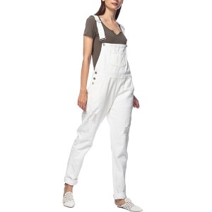 Anna-Kaci Women's Pocket Denim Tapered Leg Overalls for Everyday Look - 1 of 4