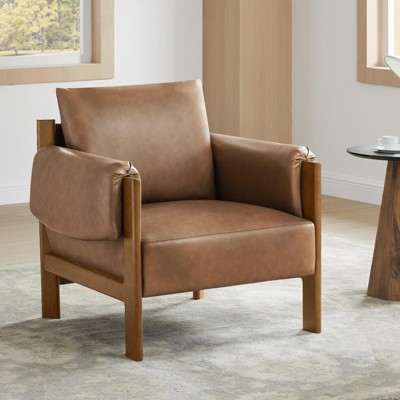 Spruce&Spring Mid Century Modern Upholstered Accent Arm Chair with Wood Legs