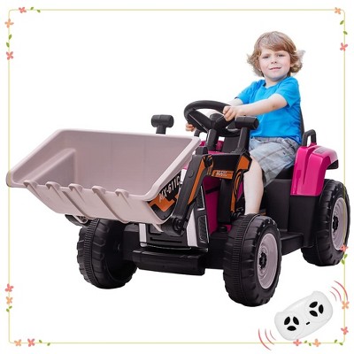 12V Kids Ride on Car,Excavator with Bucket & Remote Control,Toddler Battery Powered Electric Vehicle