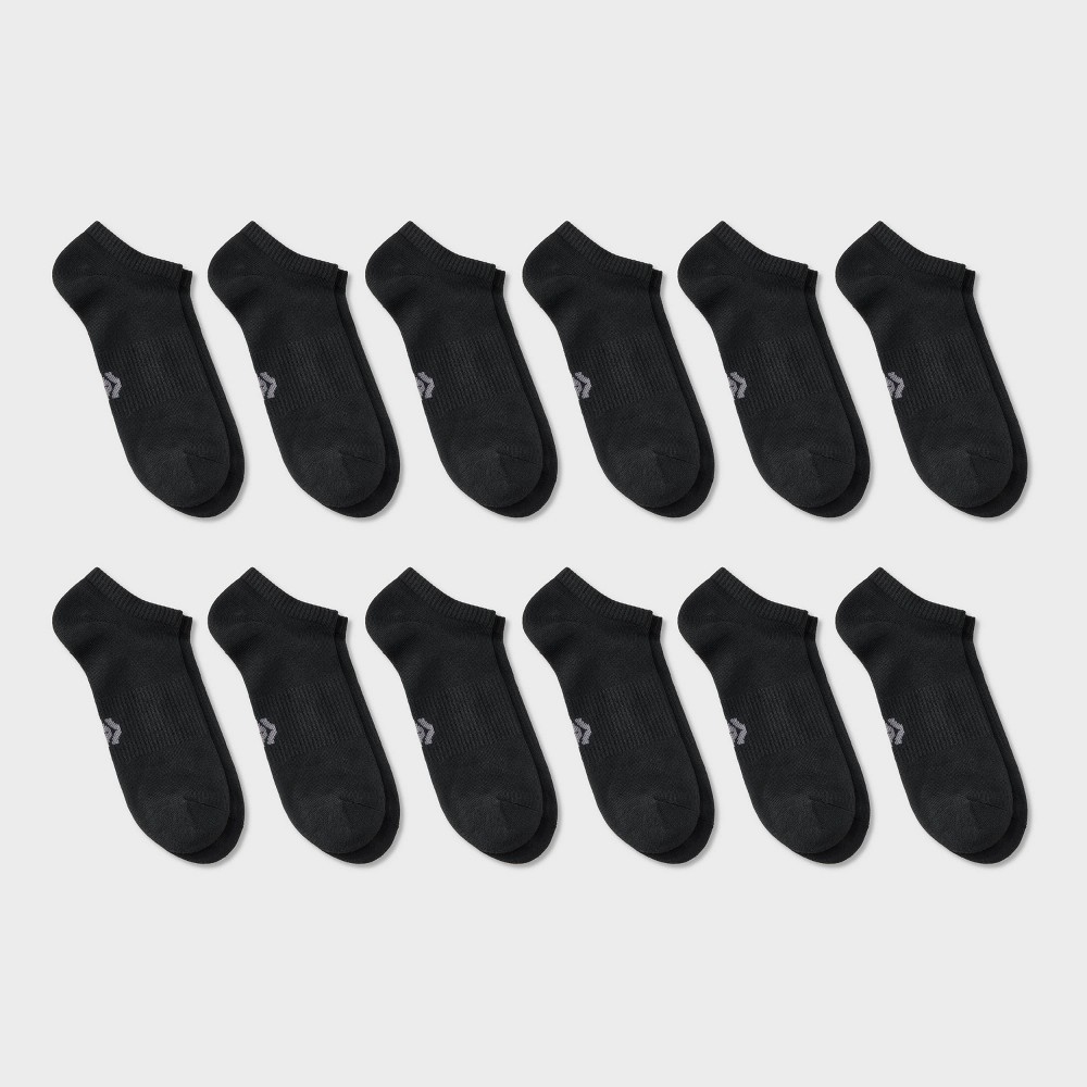Men's New 12pk Value No Show Socks - All In Motion™ Black 6-12