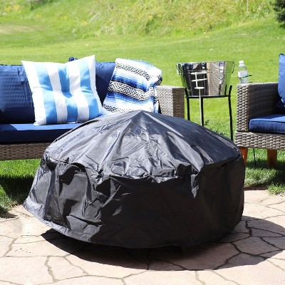 Black Heavy-Duty Round Fire Pit Cover with Drawstring, 30"