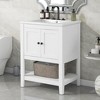 TOBILI 24" White Modern Sleek Bathroom Vanity Elegant Ceramic Sink with Solid Wood Frame Open Style Shelf - 2 of 4
