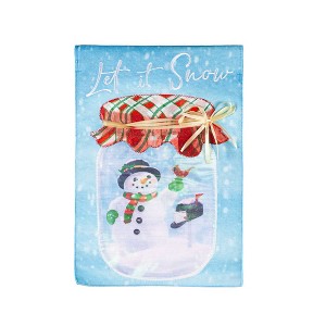 Evergreen Garden Flag Let it Snow Snowman Burlap Double Sided Indoor Outdoor Decor 18" x 12.5" - 1 of 1
