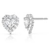 Pompeii3 1.30Ct Heart Shape Diamond Halo Studs White or Yellow Gold Lab Created - 2 of 4
