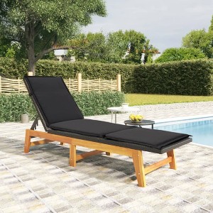 vidaXL Sun Lounger with Cushion Poly Rattan and Solid Wood Acacia - 1 of 4