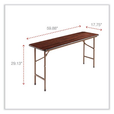Alera Mahogany Rectangular Wood Folding Table with Steel Legs