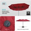Home Zone Living 15x9 Ft Double Head Patio Umbrella with Base, 36 LED Lights, Sand Bags, UV Resistant & Waterproof, 213 LBS Total Weight, Burgundy Red - 2 of 4