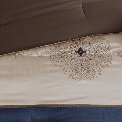 Navy Jacquard California King 24-Piece Bedding Set