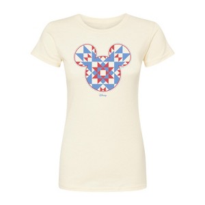 Women's - Disney - Mickey Ears Quilt Fitted Graphic T-Shirt - 1 of 2
