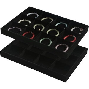2-Piece Stackable 24-Grid Jewelry Organizer Tray Set for Multiple Jewelry Types - 1 of 4