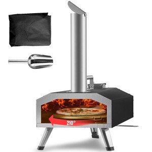 VEVOR Multi-fuel Outdoor Pizza Oven, 12 inch Wood Fired & Gas Pizza Maker with Rotating Pizza Stone, Propane Pellet Dual Fuel Pizza Grill - 1 of 4