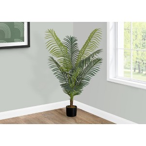 Monarch Specialties Artificial Plant 47 inch Tall Palm Tree Indoor Faux Fake Floor Greenery Potted Real Touch Decorative Green Leaves Black Pot - 1 of 4