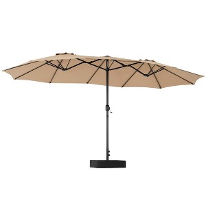 JIONJOY 15FT Double-Sided Patio Umbrella with Base - Crank, 12 Ribs, for Garden/Deck/Beach - 1 of 4