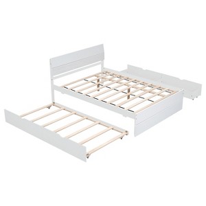 NicBex Full Size Wood Platform Bed with 1 Twin Size Trundle and 2 Drawers for Adults - 1 of 4