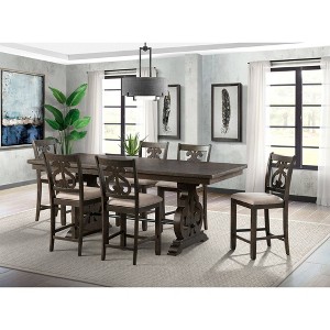 7pc Stanford Counter Height Dining Set with Swirl Back Chairs Toasted Walnut - Picket House Furnishings, Brown