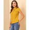 INSPIRE CHIC Women's Short Sleeve Vintage Polka Dots Button Up Blouse - 4 of 4