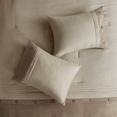 Tan Queen Faux Suede 7-Piece Comforter Set