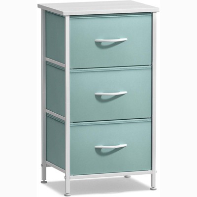 Sorbus Nightstand with 3 Drawers - Steel Frame, Wood Top & Easy Pull Fabric Bins - Perfect for Home, Bedroom, Office & College Dorm