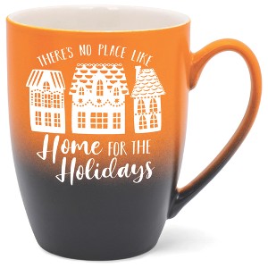 Elanze Designs There's No Place Like Home For the Holidays Two Toned Ombre Matte Orange and Black 12 ounce Ceramic Stoneware Coffee Cup Mug - 1 of 4