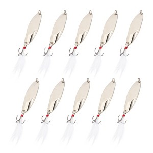 Unique Bargains Treble Hooks Metal Spinner Fishing Lures for Freshwater Saltwater Salmon 10 Pcs - 1 of 4
