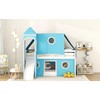 Okak Twin Wood Bunk Bed with Tower, Tent, Ladder and Slide, House Bunk Bed for Toddler Kids Teens Easy Assemble No Box Soring Needed, Blue - 3 of 4