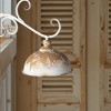 Handcrafted Rustic Pendant Light, Vintage Farmhouse Chandelier, 3-Light Ceiling Fixture, Distressed White & Gold Metal - 2 of 4