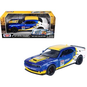 2018 Dodge Challenger SRT Hellcat Widebody #284 Blue Met & White w/Graphics "GT Racing" 1/24 Die Cast Model Car by Motormax - 1 of 3