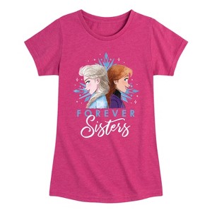 Girls' - Frozen 2 - Elsa and Anna Forever Sisters Fitted Short Sleeve Graphic T-Shirt - 1 of 4