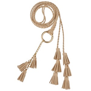 INSPIRE CHIC Women's Woven Braided Rope Tassels Chain Skinny Boho Waist Belts 1 Pc - 1 of 4