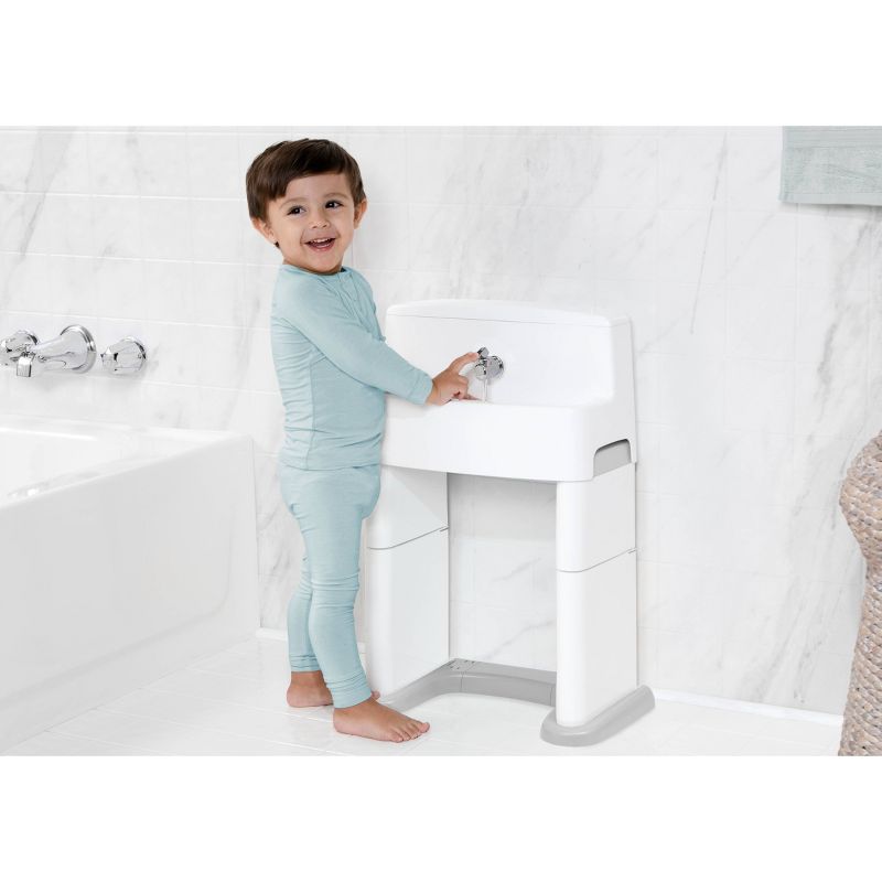 Delta Children PerfectSize 3-in-1 Convertible Sink, Step Stool and Bath Toy for Toddlers/Kids&#39; Perfect For Potty Training - White/Gray, 6 of 16