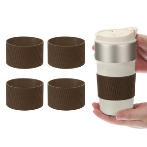 Unique Bargains Silicone Protective Heat Resistant Non Slip Coffee Cup Sleeve 4 Pcs - 1 of 4
