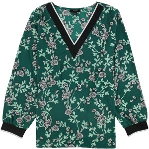 Alfani Womens Ribbed Trim Floral Pullover Blouse - 1 of 1