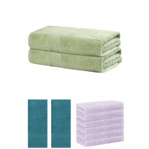 REGALWOVEN Absorbent Solid Bath Hand Face Cloths Cotton Towels 3 Piece Sets - 1 of 4